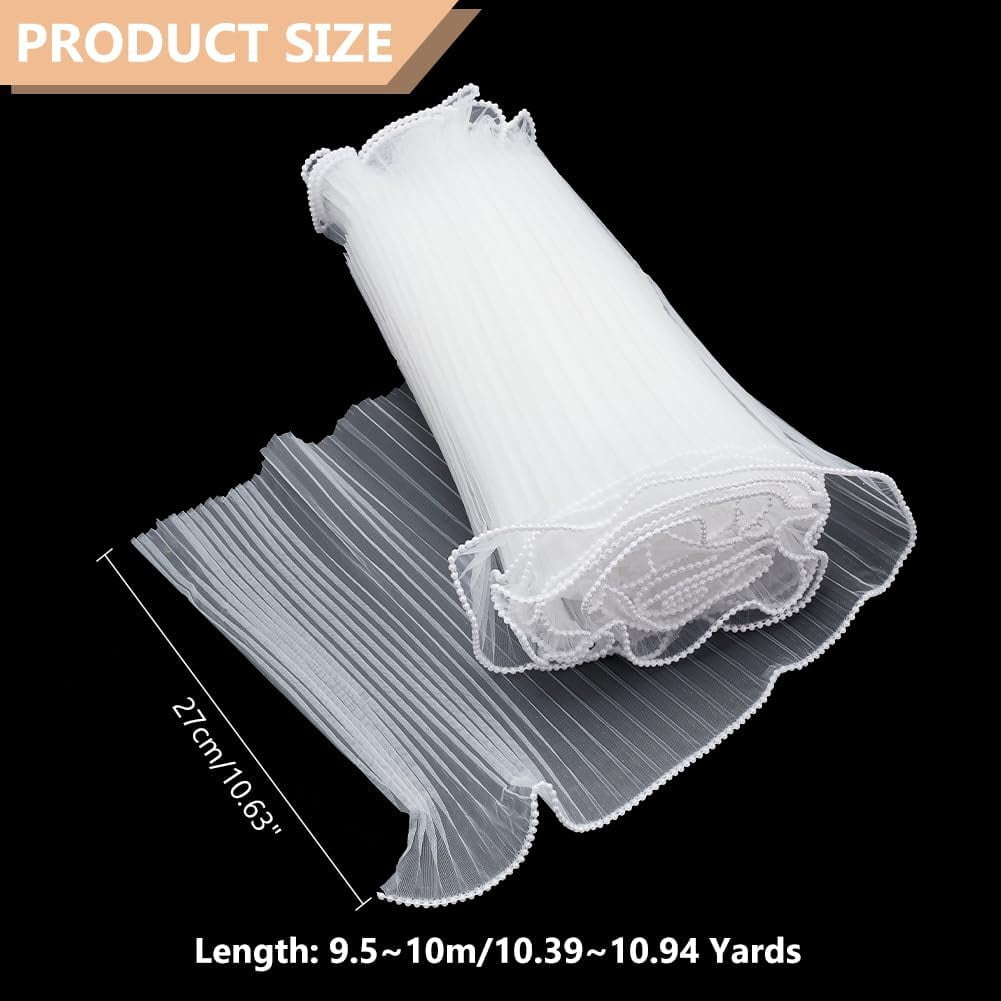 1set 10.94yards/10M Polyester Pleated Lace Trim Ruffled Lace Ribbon with Plastic Pearl Edge for Bouquet Wrapping Gift tion Pink 10-5/8 inch(270mm) Craft Supplies Handmade Set