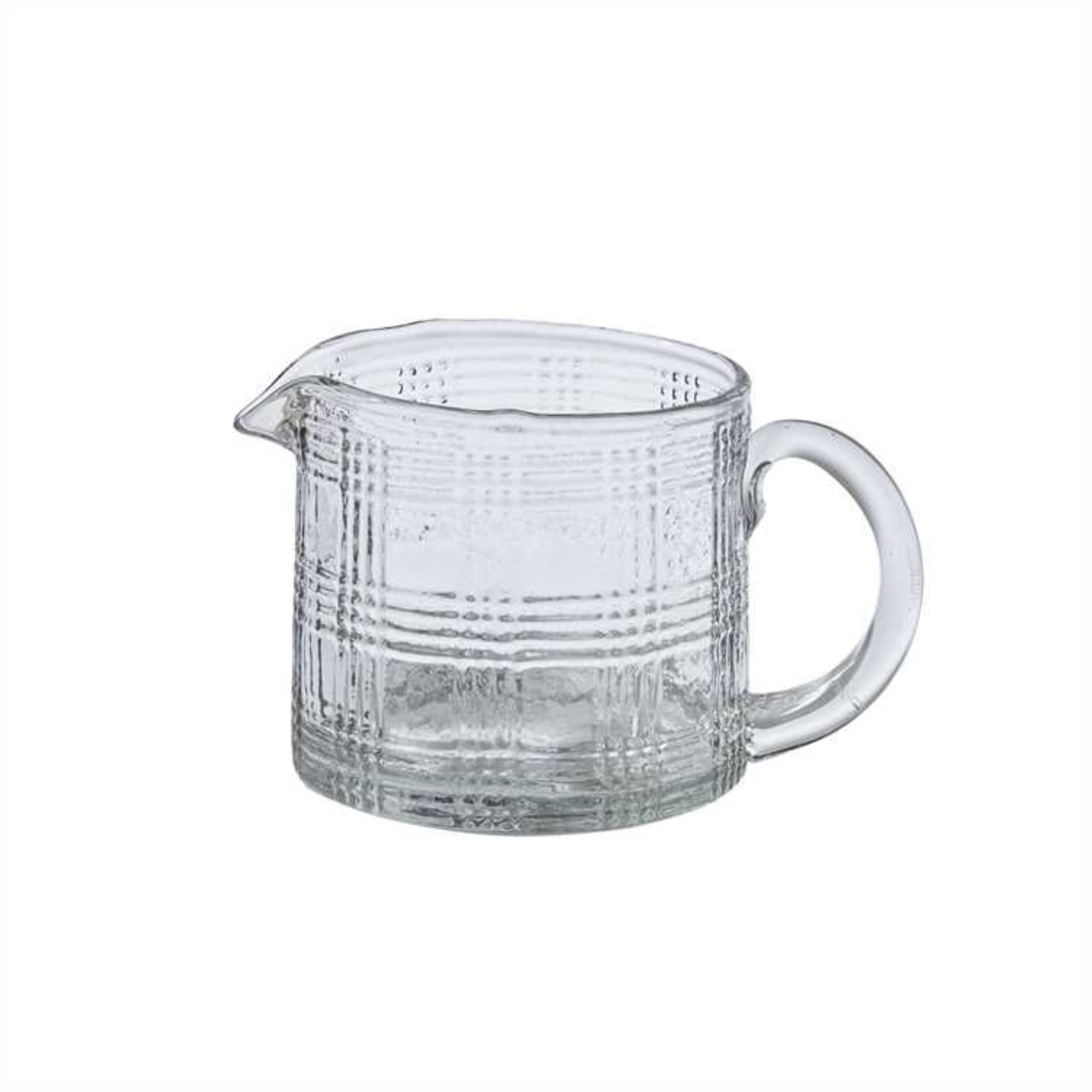 SMALL GLASS PITCHER WITH PLAID