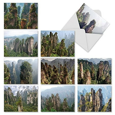 'M2375OCB CLIFF NOTES' 10 Assorted All Occasions Greeting Cards Featuring Images of Majestic Landscapes in one of China's National Parks with Envelopes by The Best Card