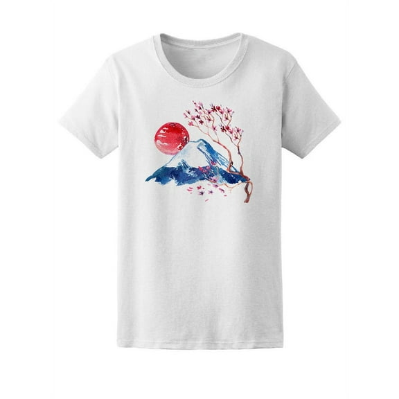 Watercolor Cherry Blossom  T-Shirt Women -Image by Shutterstock, Female Small