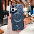 thumbnail image 1 of Luxury Matte Hollow Radiating Case for iPhone 16 15 14 13 12 Pro Max 16ProMax Magnetic For Magsafe Wireless Charger Bumper Cover dark blue For iPhone 12Pro Max, 1 of 6