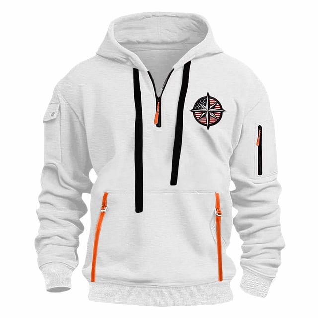 pstuiky manga larga de hombre, Blusa deportiva con capucha de manga larga y bolsillo con cremallera de color liso a la moda para hombre Tops casuales para hombres l