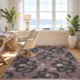 thumbnail image 3 of Design&I 4'x6' Washable Area Rug Vines Botanical Mood Watercolor Pink Border Snake Vintage Gothic Playful for Reading Nook, Bedroom, Pet Friendly & Non-Slip Built-In Grip, 3 of 7