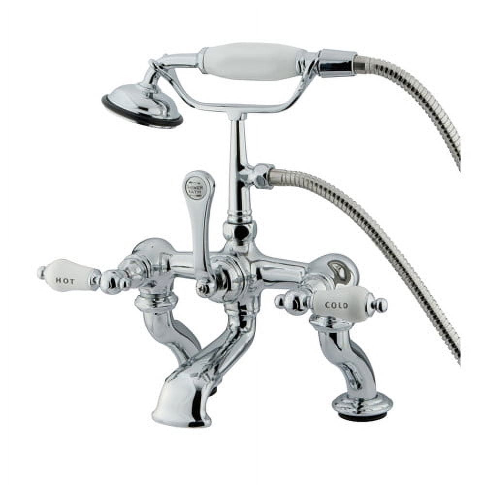 Kingston Brass CC413T8 Vintage Adjustable 3-3/8 - 10 Center Deck Mount Clawfoot Tub Filler with Hand Shower