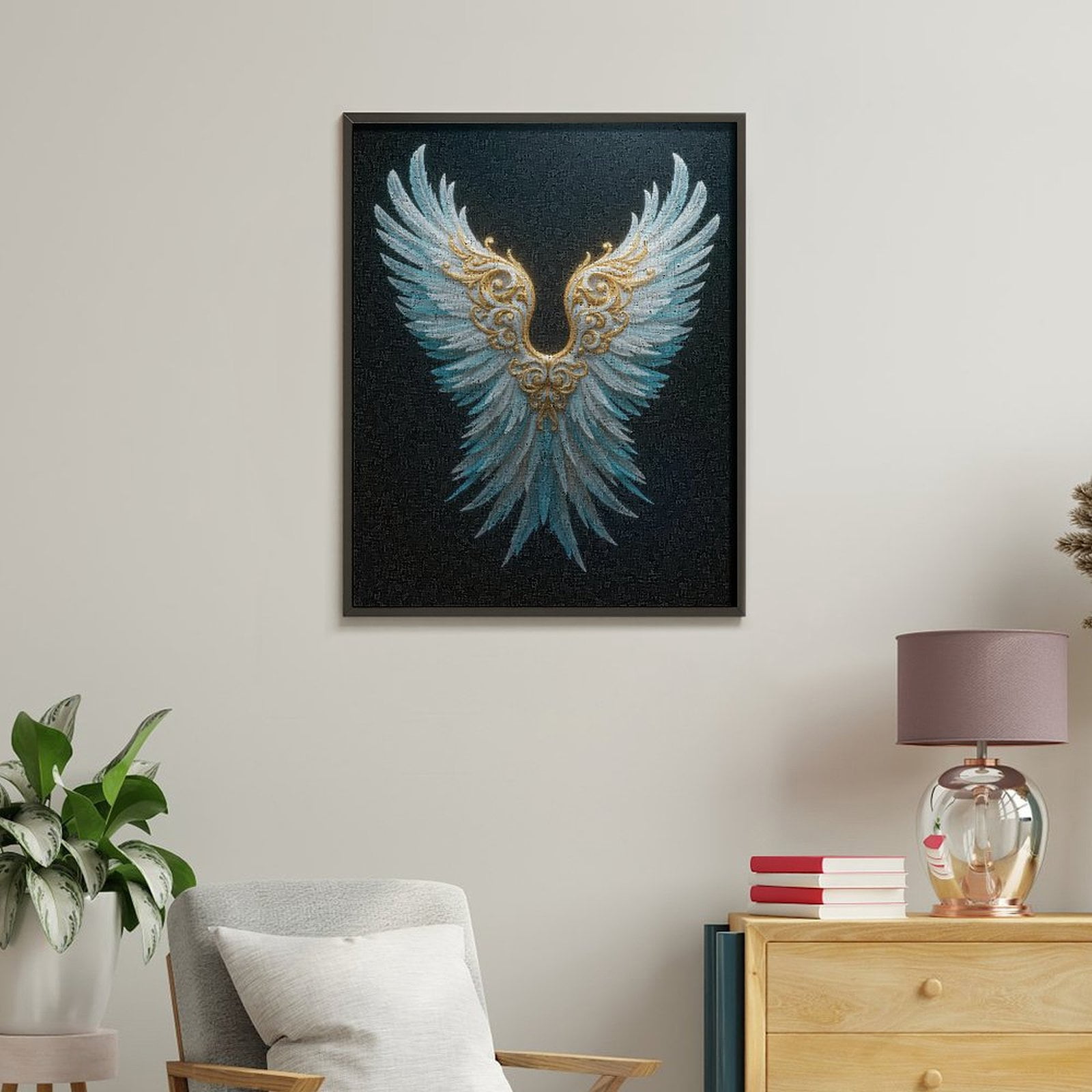 Paint By Numbers Kit for Adults Beginner - DIY Exquisite Golden Feathered Wings Canvas Painting Kits for Adults, Frameless Paint By Number for Adults for Home Wall Decor 16x20 Inch
