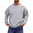 thumbnail image 2 of Men's Crewneck Sweatshirt Long Sleeve Fall Oversized Pullover Tops Loose Fit Athletic Comfy Basic Shirts Gray M, 2 of 7