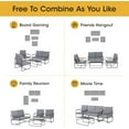thumbnail image 6 of Royalcraft 4 Piece Outdoor Furniture Patio Conversation Sets, Metal Loveseat and Chairs with Tables,8 Cushions,Grey, 6 of 10