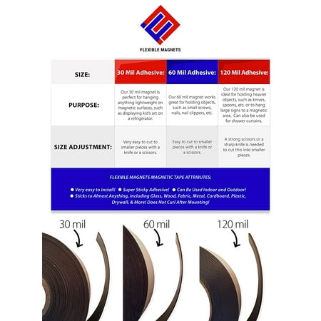 flexible backing adhesive magnets superior extremely magnetic tape strong roll ft