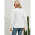 thumbnail image 4 of SWQZVT Womens Mock Neck Puff Long Sleeve Tops Casual Loose Solid Basic T Shirt Button Cuffs Pullovers Shirts Blouse, 4 of 6