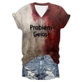 thumbnail image 1 of AWZXDE T-Shirts Élégants pour Femmes - T-Shirt à Manches Courtes Imprimé Col Rond pour Usage Quotidien Sorties Décontractées et Superposition, 1 of 4