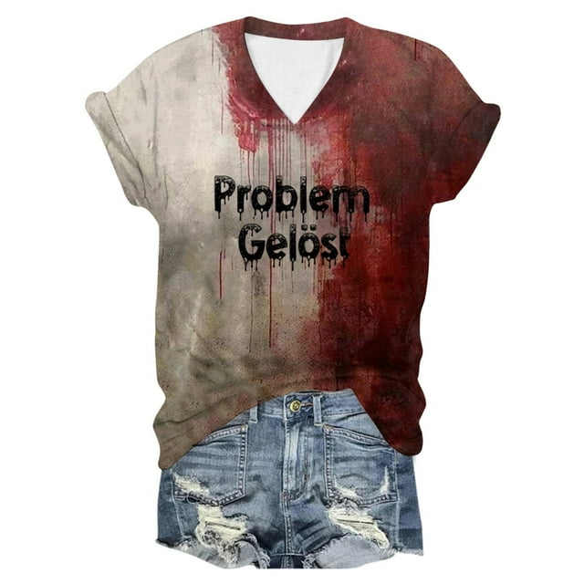 AWZXDE T-Shirts Élégants pour Femmes - T-Shirt à Manches Courtes Imprimé Col Rond pour Usage Quotidien Sorties Décontractées et Superposition