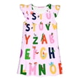 thumbnail image 4 of Dresses for Girls Back To School Flutter Sleeve Ruched Crew Neck Cartoon Print Dress School Uniform for Girls Size 3-4 Years, 4 of 6