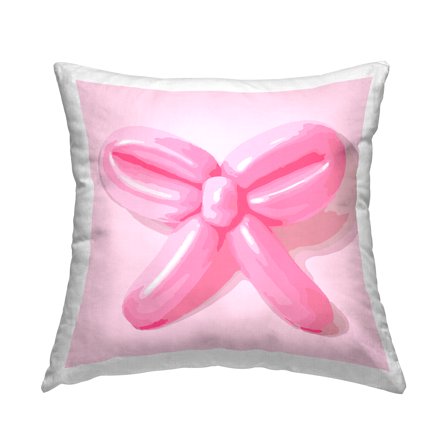Stupell Industries Pink Balloon Bow Decorative Printed Throw Pillow Design by Daphne Polselli.