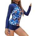 thumbnail image 2 of xiaxaixu Women's Tankini Bathing Suits, Long Sleeve Built-in Bra Rash Guard Tops with Boyshorts Bottom Set, 2 of 4