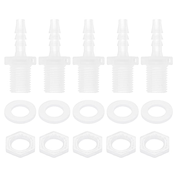Unique Bargains 1 Set Plastic Hose Barb Fitting 3/16" Barb G1/4 NPT Male Hose Adapter Clear PP