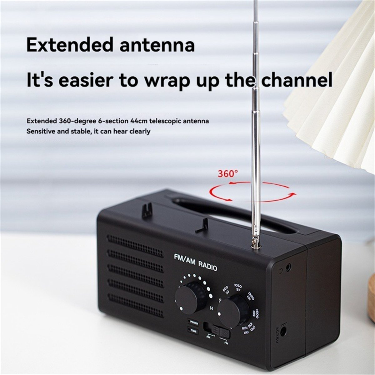 Portable AM/FM Radio Transistor Radio Loud Speaker Large Tuning Knob Headphone Jack for Home Outdoor Emergency, US PLUG,1 x AM/FM Radio 1 x USB cable 1 x Power plug,Black