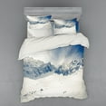thumbnail image 1 of Ambesonne Winter Bedding Set 4 Pcs, Nature Mountain Snowy, Queen, White Blue, 1 of 3