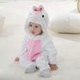 thumbnail image 4 of SILVERCELL 0-3T Baby Boys Girls Cartoon Flannel Hooded Bodysuit Playsuit One-Piece Romper Jumpsuit Homewear Outfits, 4 of 6