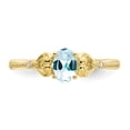 thumbnail image 5 of 10K Yellow Gold Ring Band with Stones (03) March Aquamarine Oval Blue Diamond Round, Size 5, 5 of 5