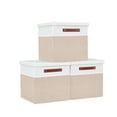 thumbnail image 1 of DECOMOMO 3-Pack Stackable Foldable Cube Storage Bin W/ Lids | Rugged Canvas Fabric Container with PU Handles, 1 of 4