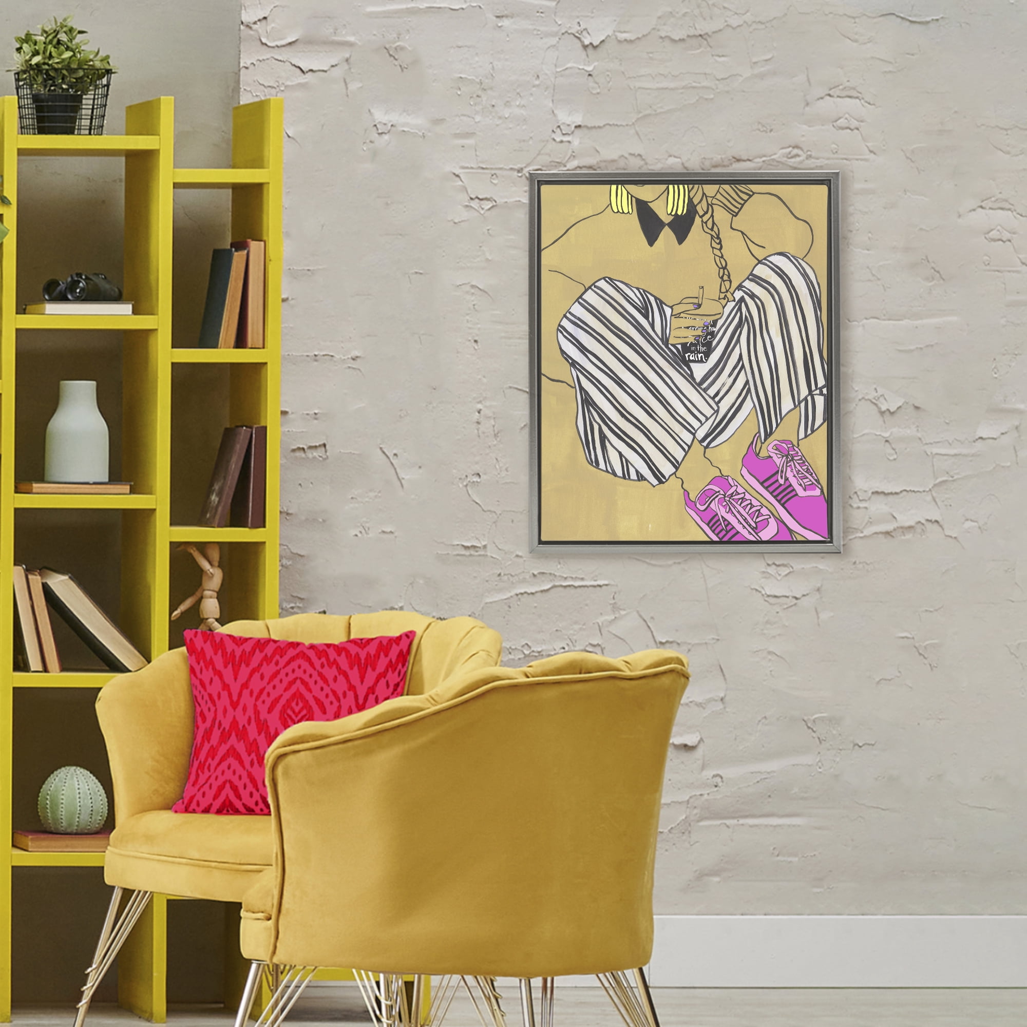 Stupell Industries Crimson Thread Fashionista Gray Framed Floater Canvas Wall Art, design by Melissa Wang