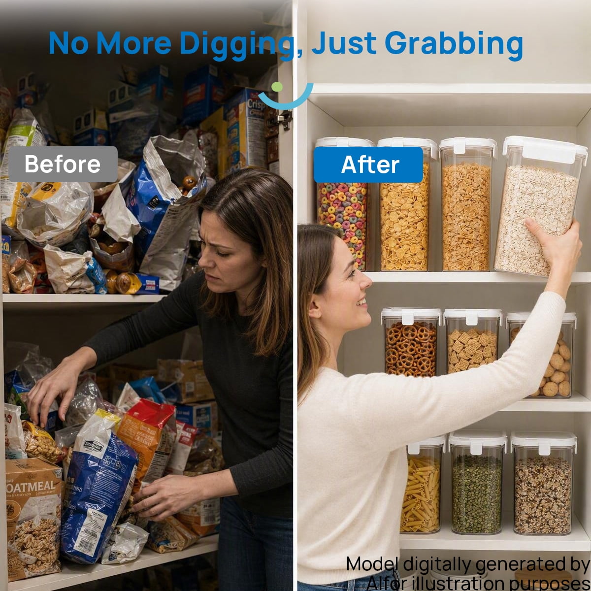 Vtopmart Cereal Containers Storage Set, Airtight Food Dispenser 4L