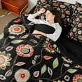 thumbnail image 4 of Homewish Western Tribal Floral Twin Bedding Sets 7-Piece, Black Red Hippie Plant Bedding Comforter Set, Retro Boho Abstract Reversible Sheet Sets, Breathable Home Decor, 4 of 7