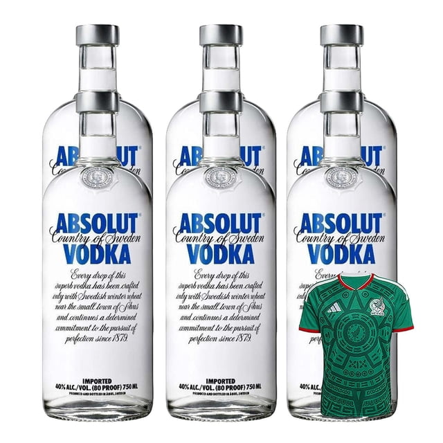 6 Vodka Absolut Blue 750 ml + Jersey Verde