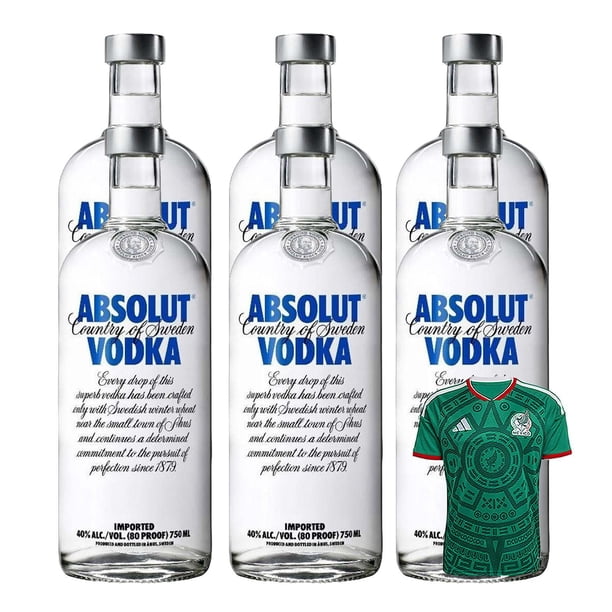 6 Vodka Absolut Blue 750 ml + Jersey Verde