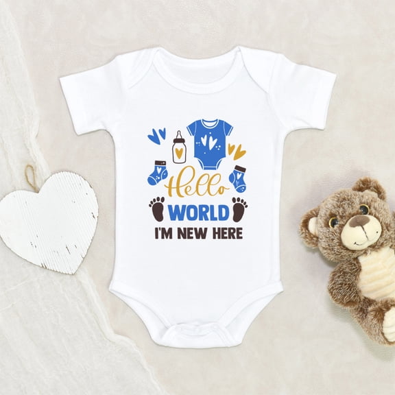Newbabywishes - Hey World I'm Newest Announcement Baby Clothes for Boys - Gender Announce Clothing