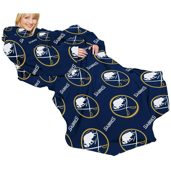 Buffalo Hockey Sabres Adult Comfy Throw - The Blanket with Sleeves - Classic Sabres Hockey Logo