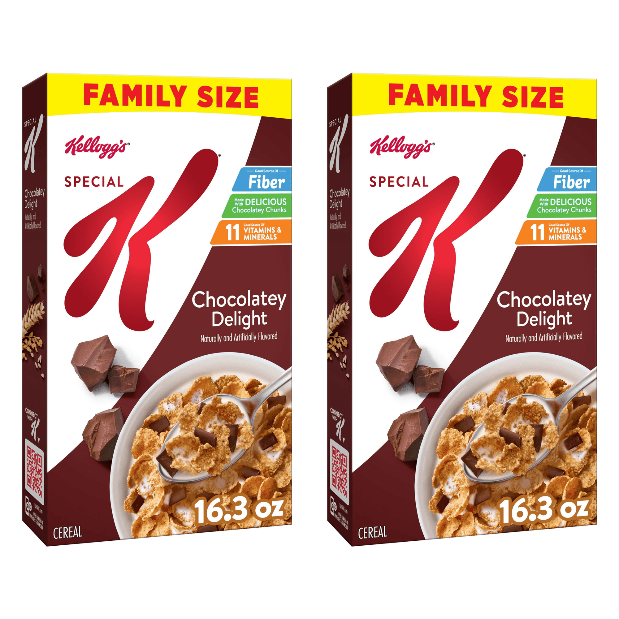 Kellogg's Special K Breakfast Cereal, Fiber Cereal, Family Breakfast, Family Size, Chocolatey Delight, 16.3oz (Pack 2)