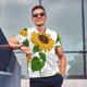 thumbnail image 4 of Balery Plump Sunflower And Sketch Camisa Polo de Hombre con Estampado, de Manga Corta y Tejido Medio, Camisa Tipo Golf Polo-Medium, 4 of 6