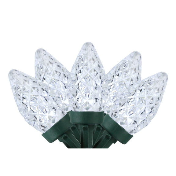 100 Pure White Faceted LED C7 Christmas Lights