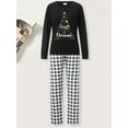 thumbnail image 4 of Jaweiwi Family Matching Christmas Pajamas Set Plaid and Letter Print Holiday Pajamas Sleepwear Dad Mom Kids PJs, 4 of 10