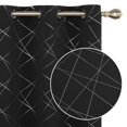 thumbnail image 1 of Cortinas opacas Deconovo con estampado geométrico de líneas, con aislamiento térmico y ojales, color negro/línea geométrica, 42 x 90 pulgadas, para dormitorio, 1 of 8
