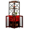 thumbnail image 4 of X-cosrack Corner Bar Cabinet with Glass Holder, Industrial Wine Cabinet with Mesh Door, 5-Tier Liquor Bar Cabinet for Home Small Space, Rustic Brown, 4 of 9