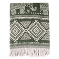 thumbnail image 6 of STP Goods  Elephant Cotton Blanket & Bedspread w/ Fringe green, 6 of 10