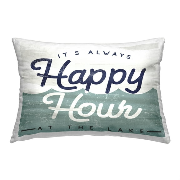 Stupell Industries Lake Happy Hour Phrase Decorative Printed Throw Pillow, 14 x 20