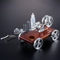thumbnail image 3 of Stirling Engine Model Kit That Works, All-Metal Stirling Engine Car Model Kit with Transparent Cylinders & Solid Wood Base for Physics Science Experiment Demonstration, 3 of 5