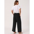 thumbnail image 4 of DARING DIVA Women's Linen Flowy Palazzo Trousers with Pockets M Black, 4 of 6