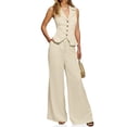 thumbnail image 2 of Summer Sleeveless Women Womens Vest Sets V-neck Vest Blazer & Wide Leg Pants, 2 of 7