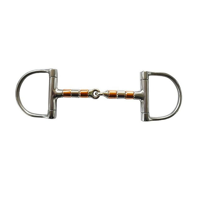 Stainless Steel Wear-resistant Lightweight Double Jointed D Ring Bit with Copper Rollers Practical Horse Riding Gear for Bag