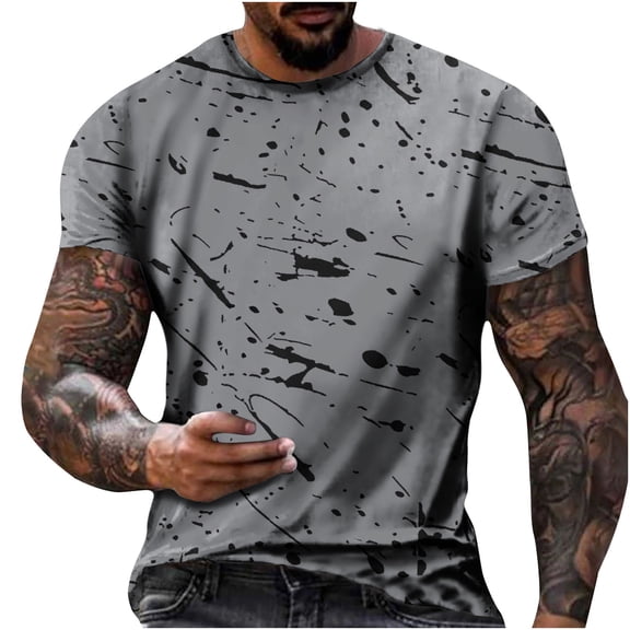 Fnnxeal Mens Big and Tall Ripped Stripe Crew Neck T-Shirt 95% Polyester 5% Spandex Sizes M to 7XL Army Green,Size 5XL