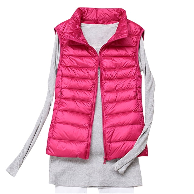 FAIWAD Womens Down Vest with Zipper Pockets Sleeveless Warm Jacket Lightweight Puffer Waistcoat