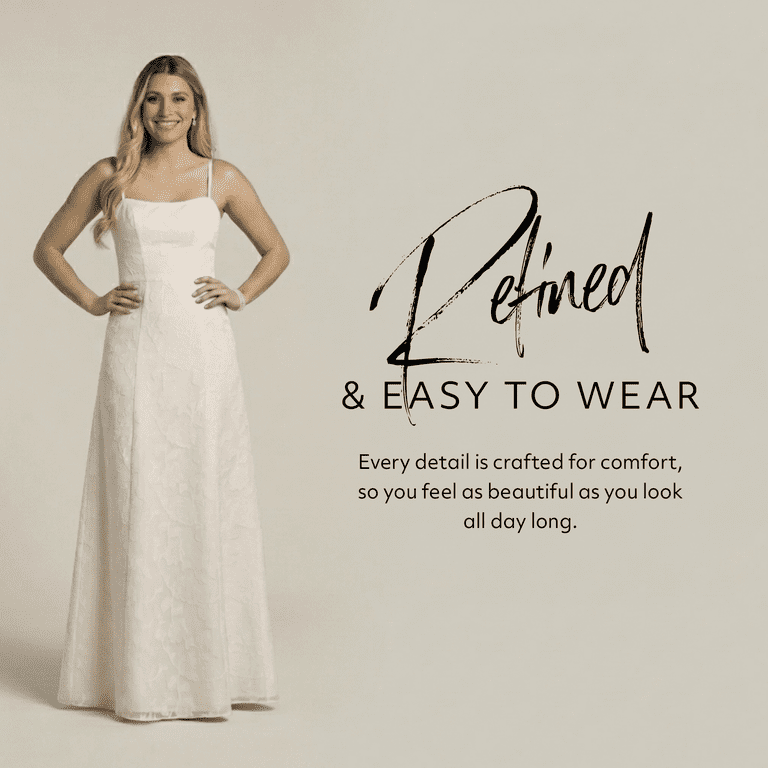 david's bridal a line dress David’s Bridal, The Edit by DB Studio Women's Formal Spaghetti Strap A-Line Dress, Full Length, Jacquard 2025 GLOBAL PARTY SHOP