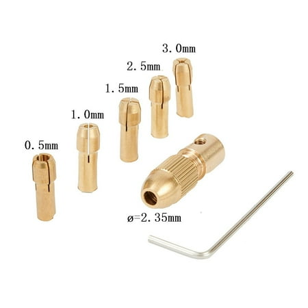

BAMILL 7pcs Copper 0.5-3mm Electric Drill Bit Collet Mini Twist Drill Tool Chuck Set Go