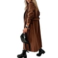 thumbnail image 3 of LANGWYQU Autumn Winter Long Sleeve Women Lapel Solid Jacket Open Front Coat, 3 of 5