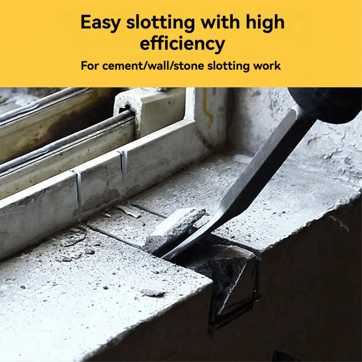 5PCS Hammer Pick Scraping Chisel Set Wall Slotting Masonry Concrete Drill Bit Tile Flat Point Chisels Round Handle