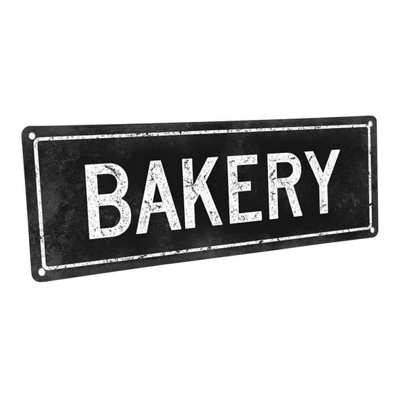Black Bakery 4"x12" Metal Sign, Wall Décor for Kitchen and Dining